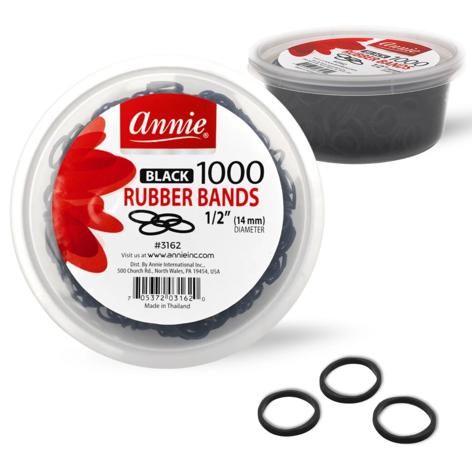 Annie Rubber Bands  1/2" black (1000)