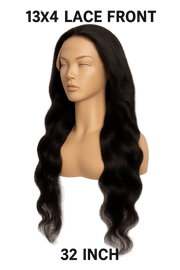 13x4 Human Hair Lace Front Body Wave Wig – Natural Color, 32 Inch, High-Density
