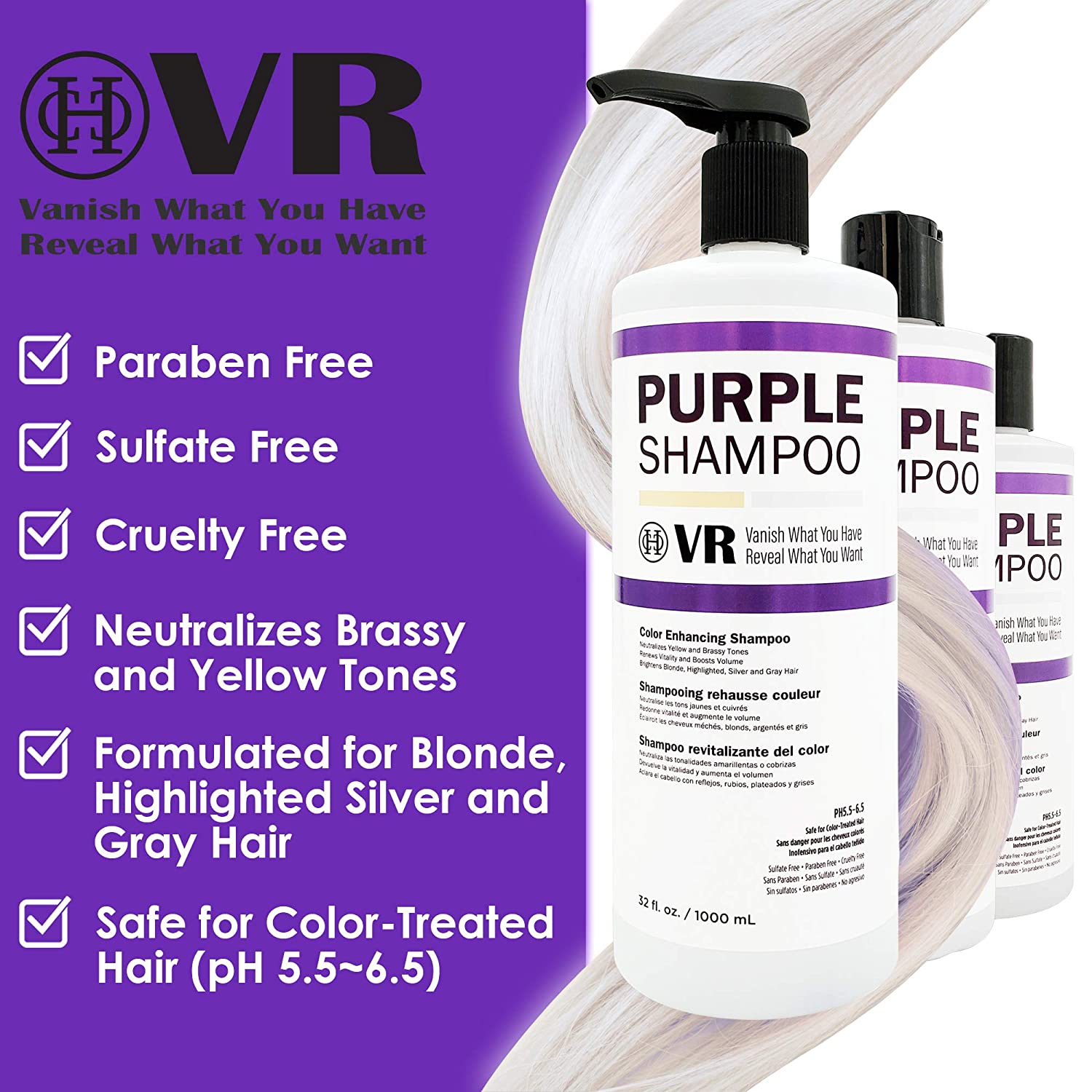 COCO-HONEY Cocohoney VR Color Enhancing Purple Shampoo for Blonde, Highlighted, Silver and Gray Hair 16 Oz. Find Your New Look Today!