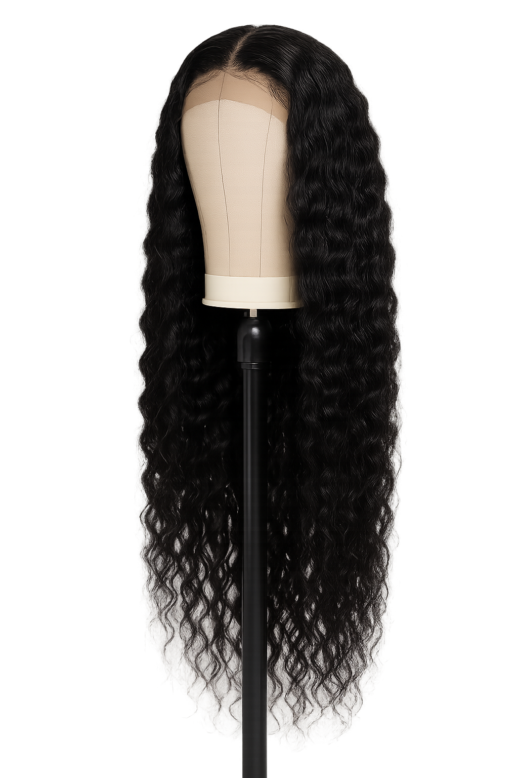 13x4 Human Hair Lace Front Deep Wave Wig – Natural Color, 24 Inch, High-Density
