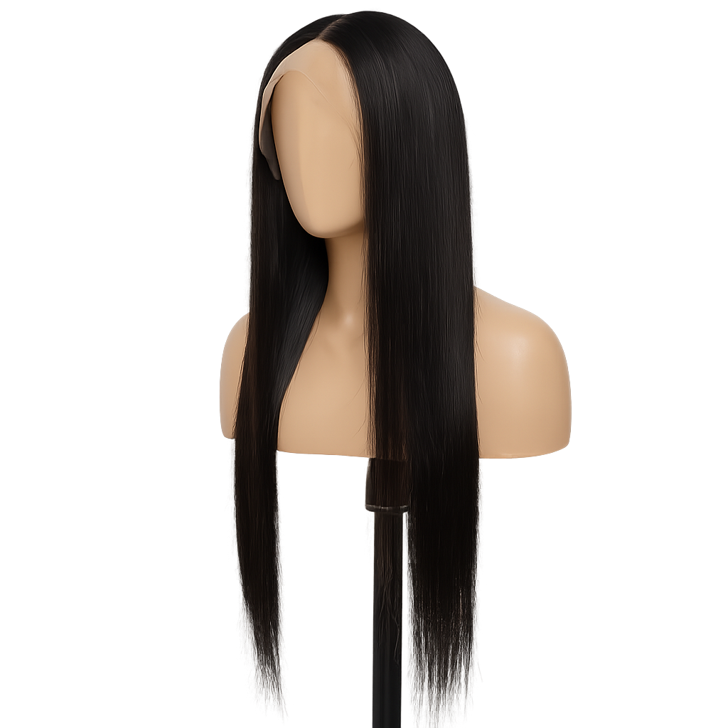 13x4 Human Hair Lace Front Straight Wig – Natural Color, 24 Inch, High-Density