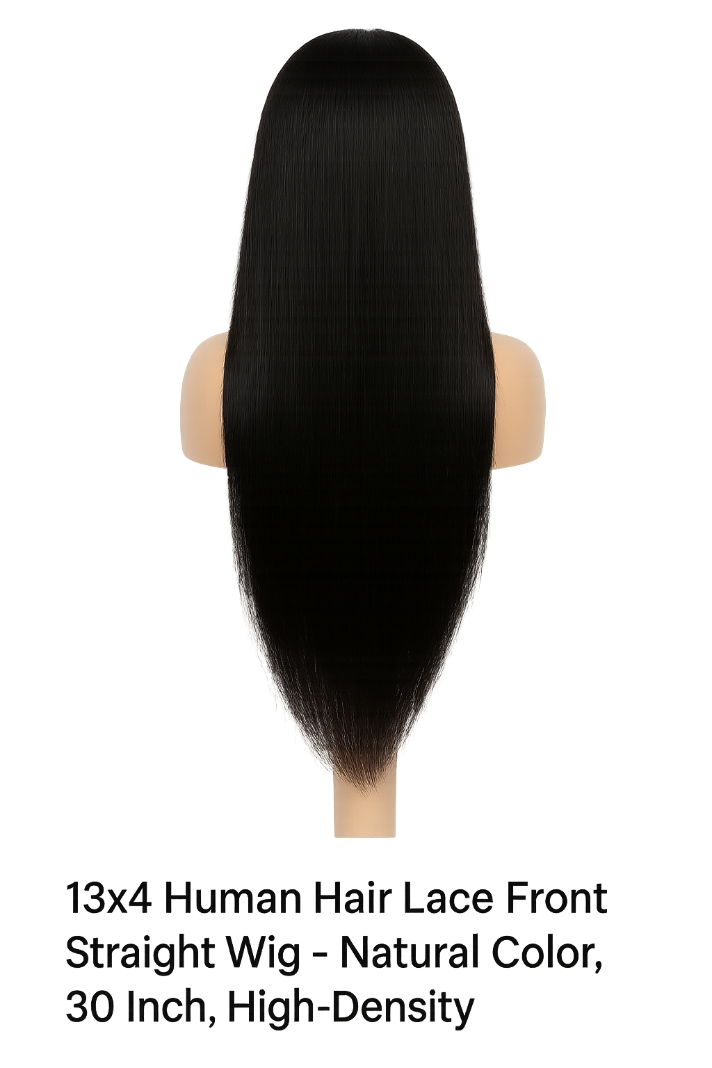 13x4 Human Hair Lace Front Straight Wig – Natural Color, 30 Inch, High-Density