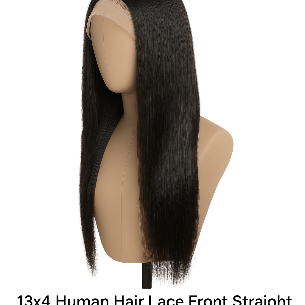 13x4 Human Hair Lace Front Straight Wig – Natural Color, 30 Inch, High-Density