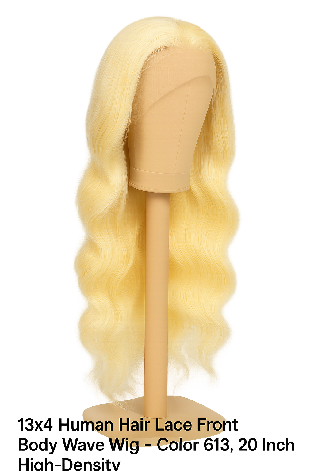 13x4 Human Hair Lace Front Body Wave Wig – Color 613 Blonde, 20 Inch, High-Density