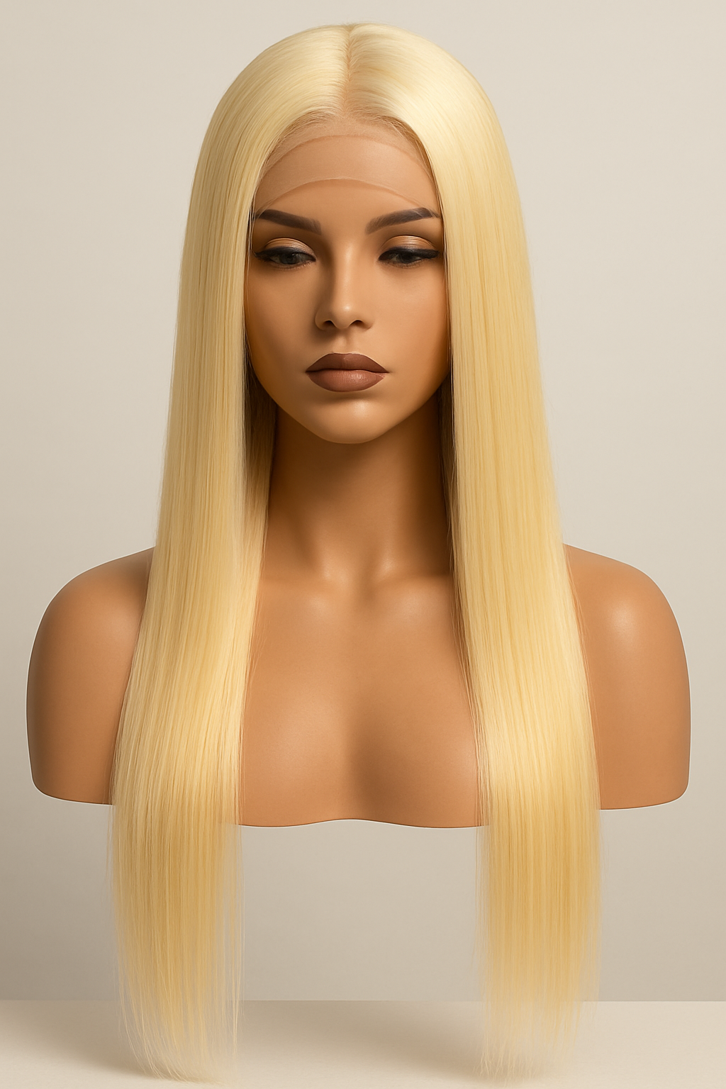 13x4 HD Lace Front Human Hair Wig – 24 Inch Straight, Color 613, High Density