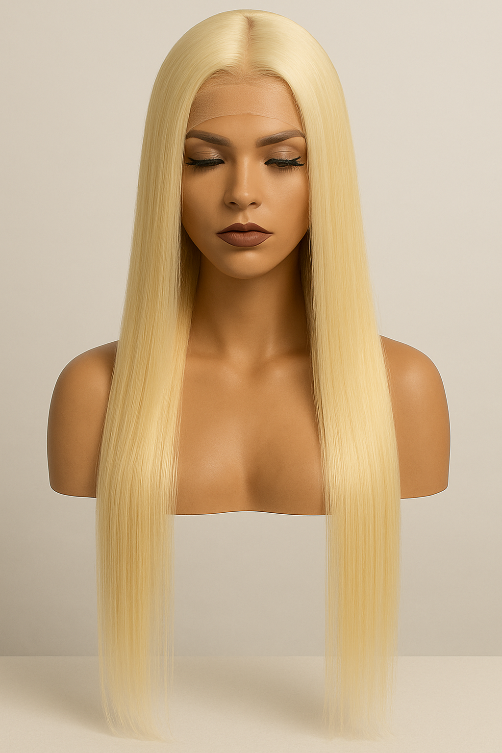 13x4 HD Lace Front Human Hair Wig – 28 Inch Straight, Color 613, High Density