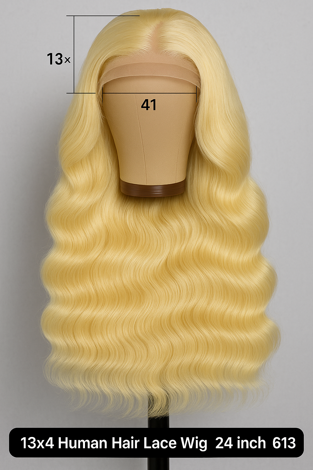 13x4 Lace Front Human Hair Wig – Body Wave, 24 Inch, Platinum Blonde (613), High Density