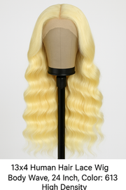 13x4 Lace Front Human Hair Wig – Body Wave, 24 Inch, Platinum Blonde (613), High Density