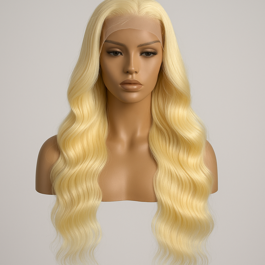 13x4 HD Lace Front Human Hair Wig – 28 Inch Body Wave, Color 613, High Density