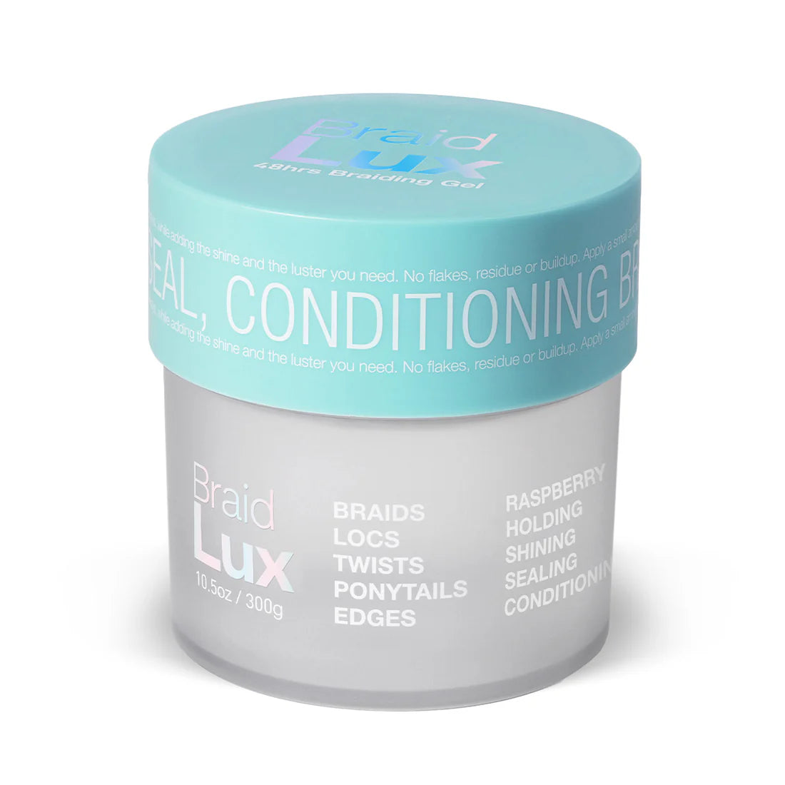 Braid Lux 48H Maximum Hold Braiding & Edge Control Gel – Raspberry Scent, Shine & Seal Formula 10.5 oz