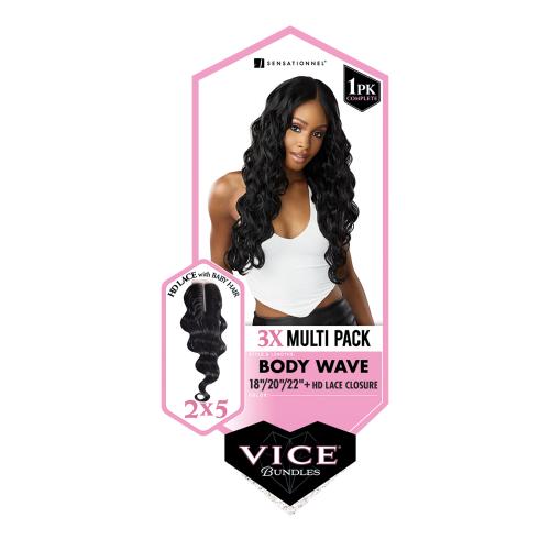 Sensationnel Weave Vice Bundles 3X Multi Pack Body Wave With 2X5 HD Lace Closure Find Your New Look Today!