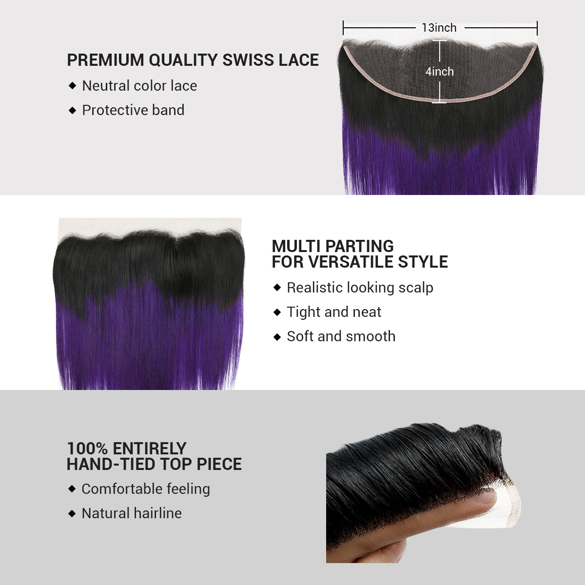 Uniq Hair 100% Virgin Human Hair Brazilian Bundle Hair Weave 13X4 Closure 7A Straight #OTPURPLE Find Your New Look Today!