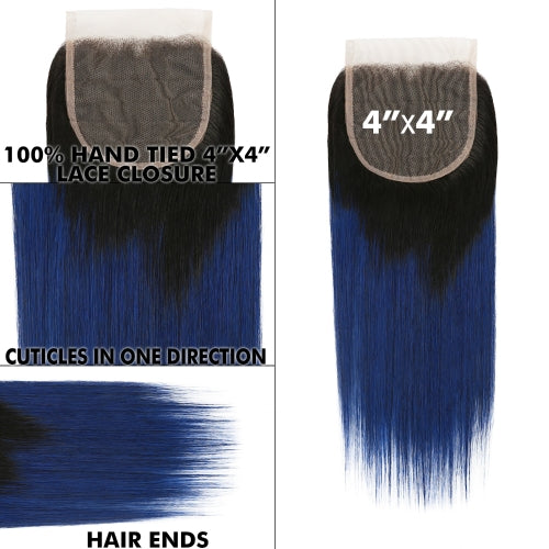 Uniq Hair 100% Virgin Human Hair Brazilian Bundle Hair Weave 4X4 Closure 7A Straight #OTBLUE Find Your New Look Today!