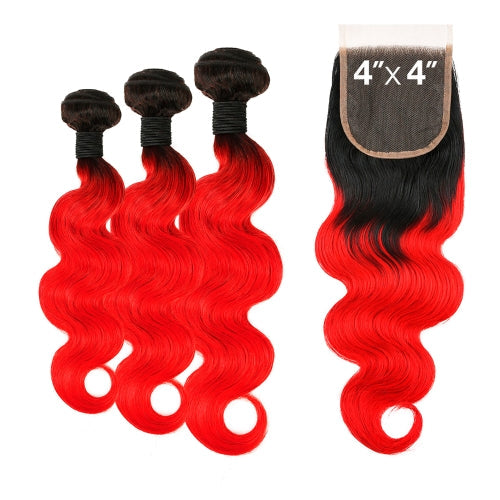 Uniq Hair 100% Virgin Human Hair Brazilian Bundle Hair Weave 7A Body + 4X4 Closure#OTRED Find Your New Look Today!