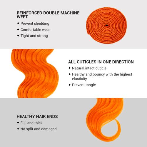 Uniq Hair 100% Virgin Human Hair Brazilian Bundle Hair Weave 9A Body #ORANGE Find Your New Look Today!