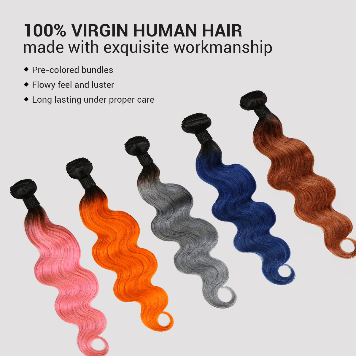 Uniq Hair 100% Virgin Human Hair Brazilian Bundle Hair Weave 9A Body #OTGRAY 3Pcs Find Your New Look Today!