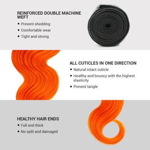 Uniq Hair 100% Virgin Human Hair Brazilian Bundle Hair Weave 9A Body #OTORANGE 3Pcs Find Your New Look Today!