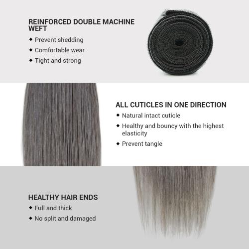 Uniq Hair 100% Virgin Human Hair Brazilian Bundle Hair Weave 9A Straight #OTGRAY 3Pcs Find Your New Look Today!