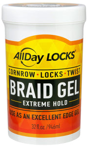 All Day Locks Braid Gel – Extreme Hold with Tea Tree Oil – 32 oz (Salon Size)