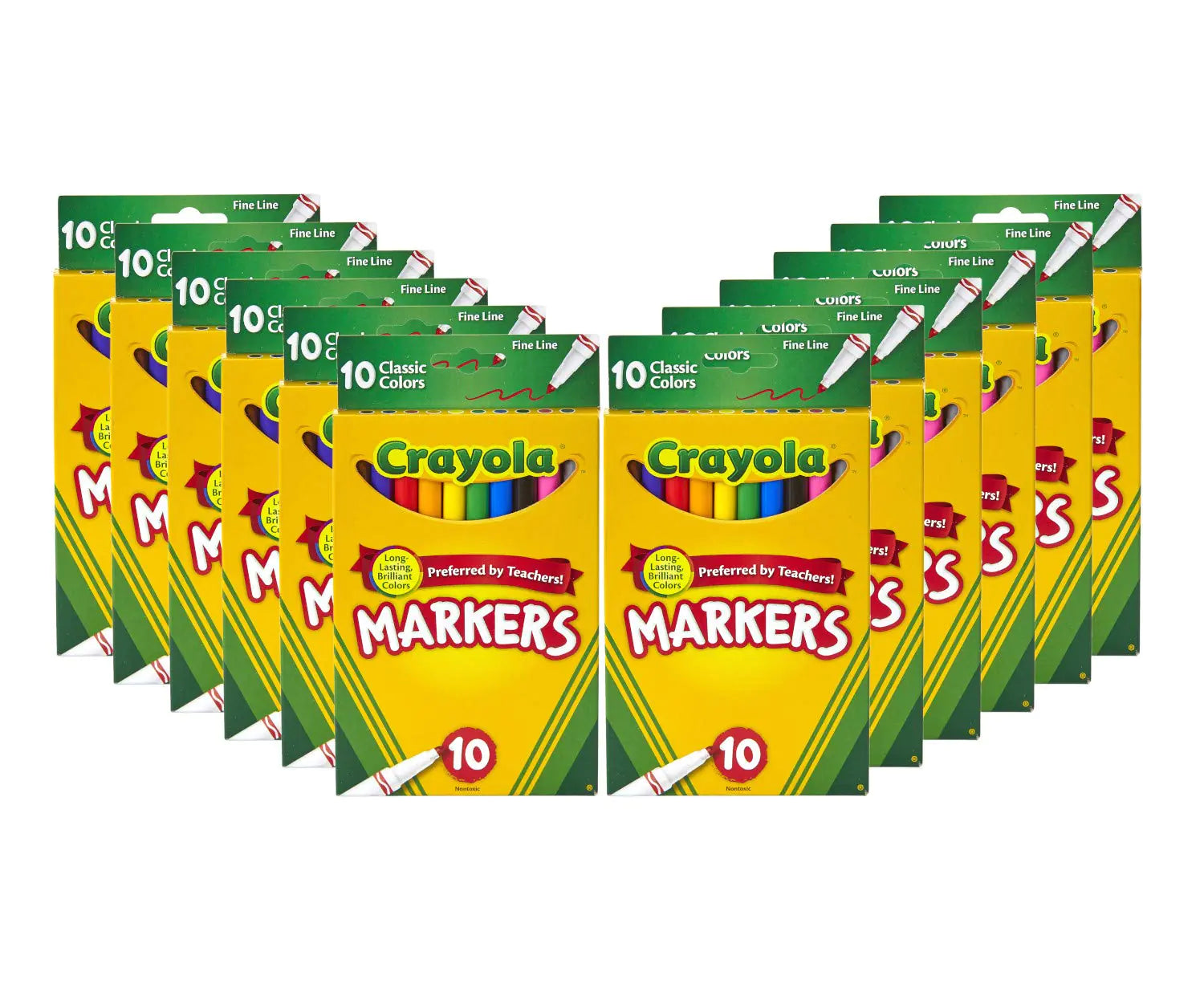Crayola Fine Line Markers (12pk) Coloring Markers for Kids Back to School Supplies Teacher Classroom Must Have 10 Colors 3+