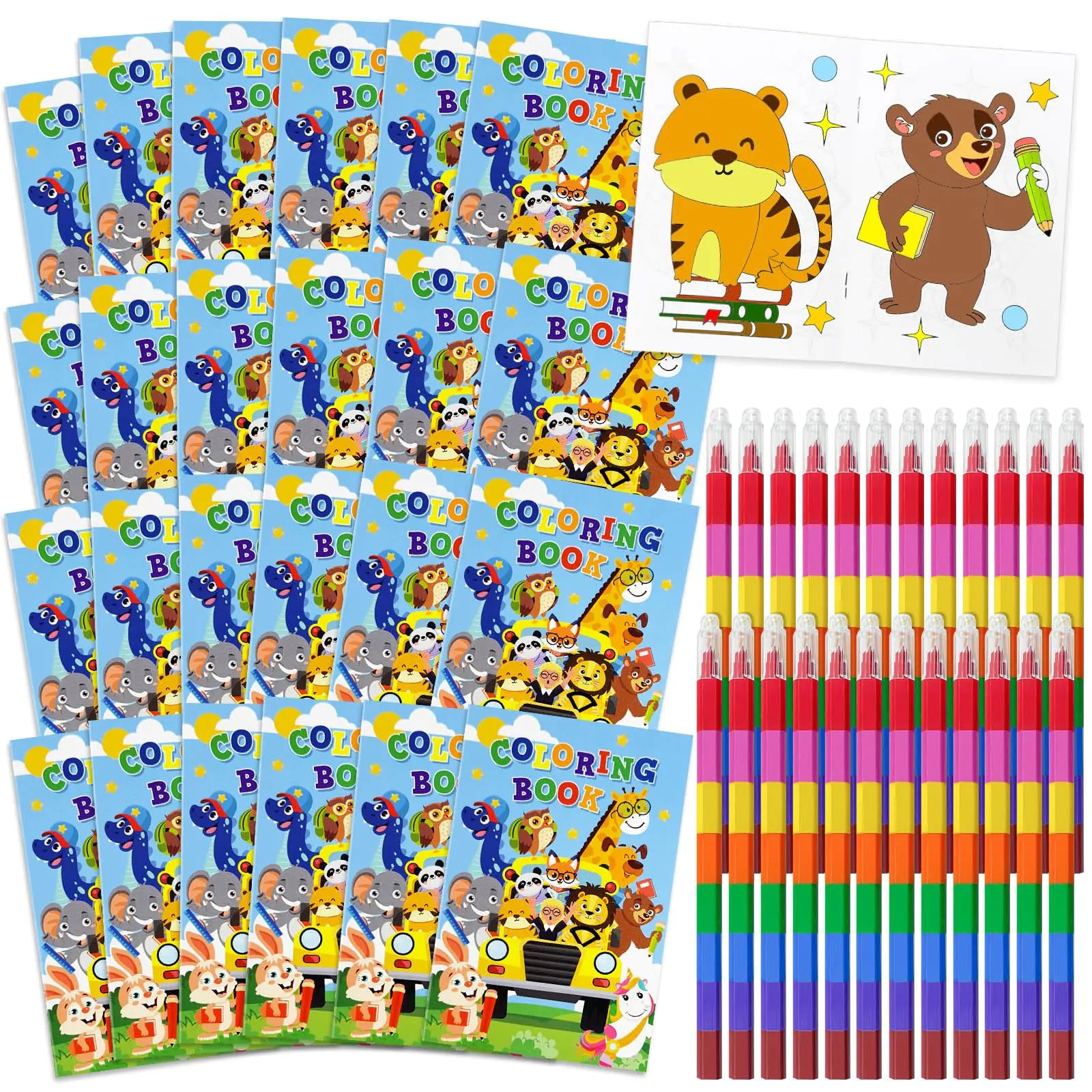 24 Pcs Welcome Back To School Coloring Books BulkFirst Day of School Party Favors Goodie Bags Fillers Stuffers DIY Craft Activity Coloring Books for Ages 2-4-8-12 Kindergarten School (Cute)