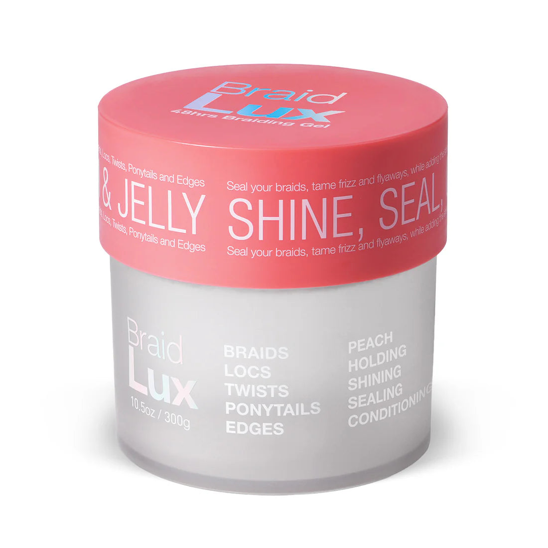 Braid Lux 48H Maximum Hold Braiding & Edge Gel – Peach Scent, Shine & Seal Formula 10.5 oz