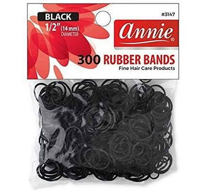 Annie Rubber Bands  black (300) Assorted Size