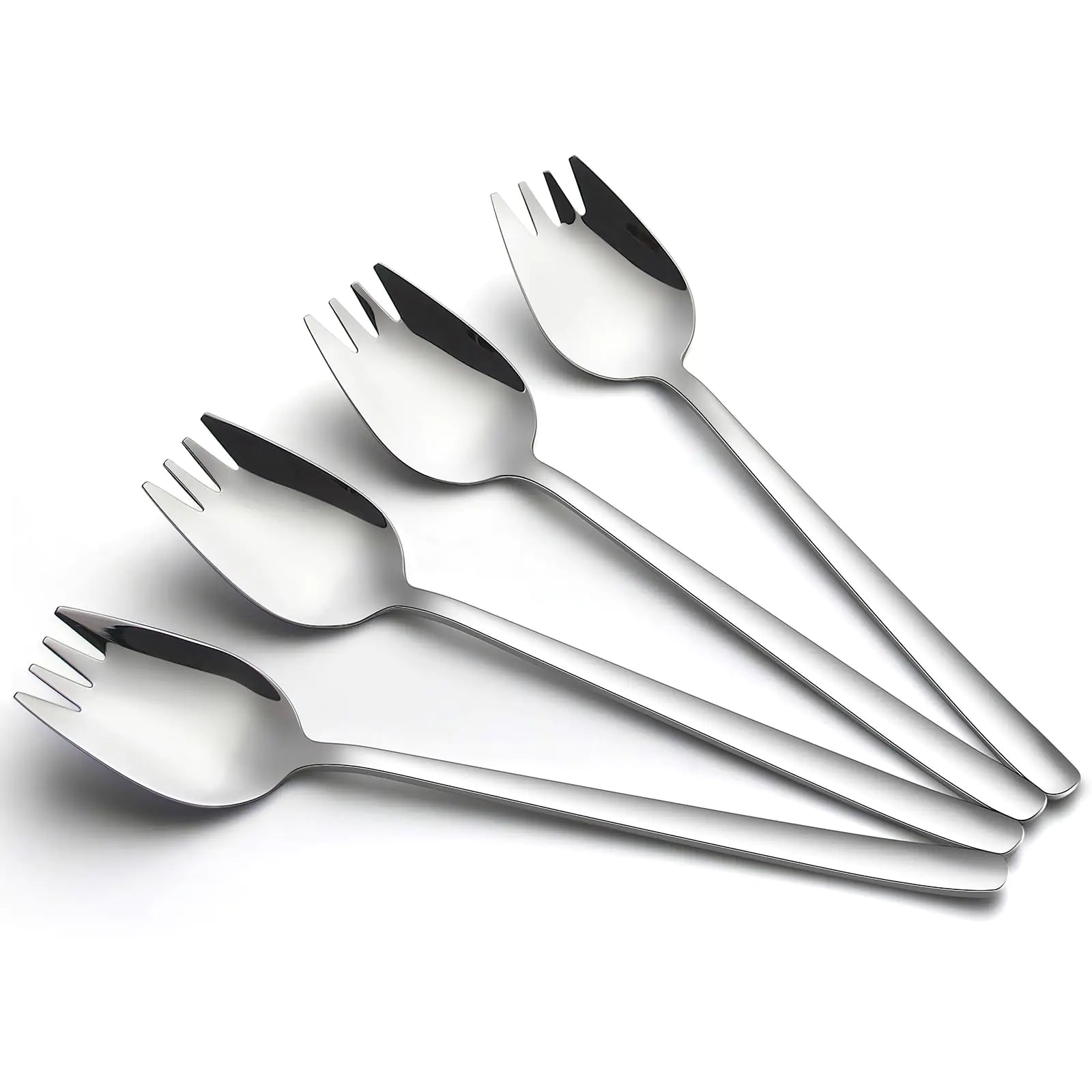 AYFDISHS Sporks4-Pack Food-grade Stainless Steel Sporks7.4-inch Long Handled Dessert Spoons Salad Forks Back to School Lunch Supplies Camping Hiking Heavy Duty Cutlery SetDishwasher Safe