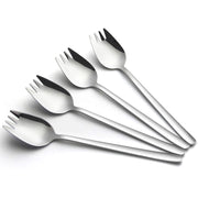 AYFDISHS Sporks4-Pack Food-grade Stainless Steel Sporks7.4-inch Long Handled Dessert Spoons Salad Forks Back to School Lunch Supplies Camping Hiking Heavy Duty Cutlery SetDishwasher Safe